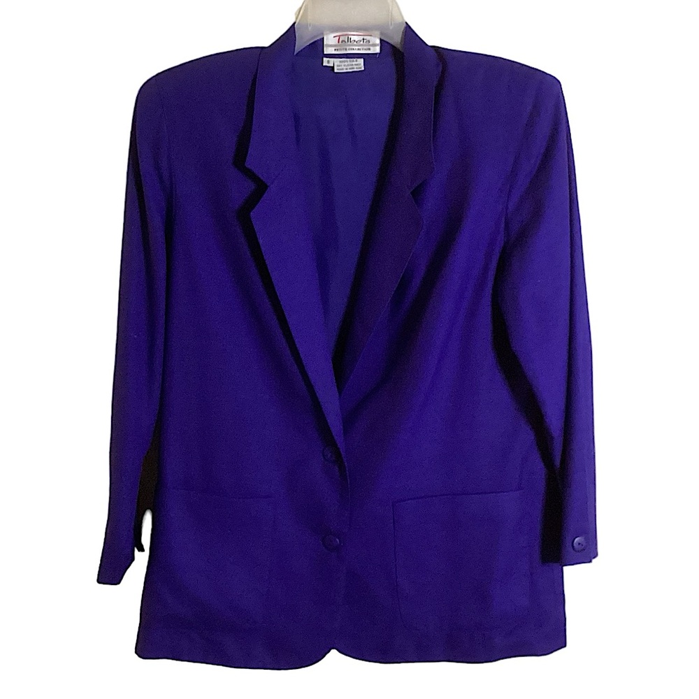 Talbots Vintage Silk Purple Button Up Blazer 8